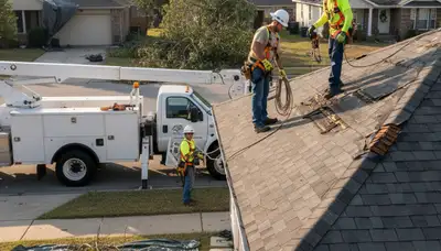 Phoenix tree service crew removing storm-damaged branches after monsoon winds