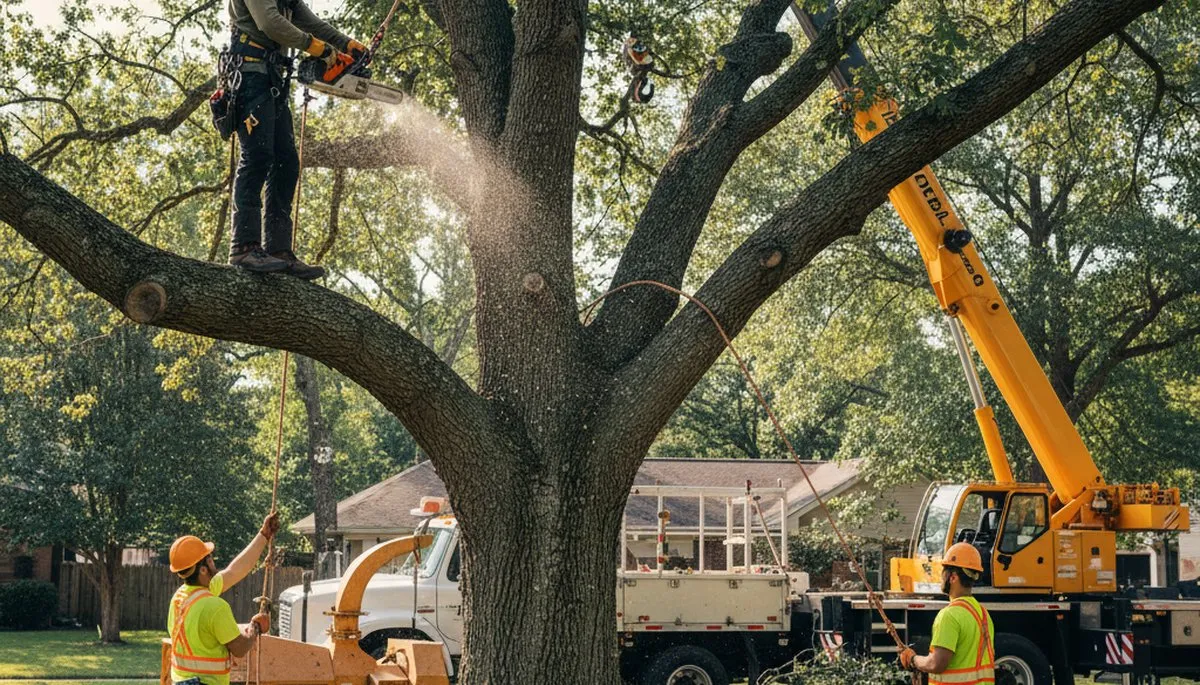 Phoenix tree removal crew safely removing a dead tree in a residential yard