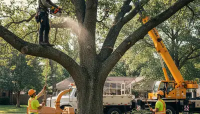 Phoenix tree removal crew safely removing a dead tree in a residential yard