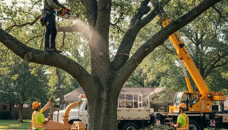 Phoenix tree removal crew safely removing a dead tree in a residential yard