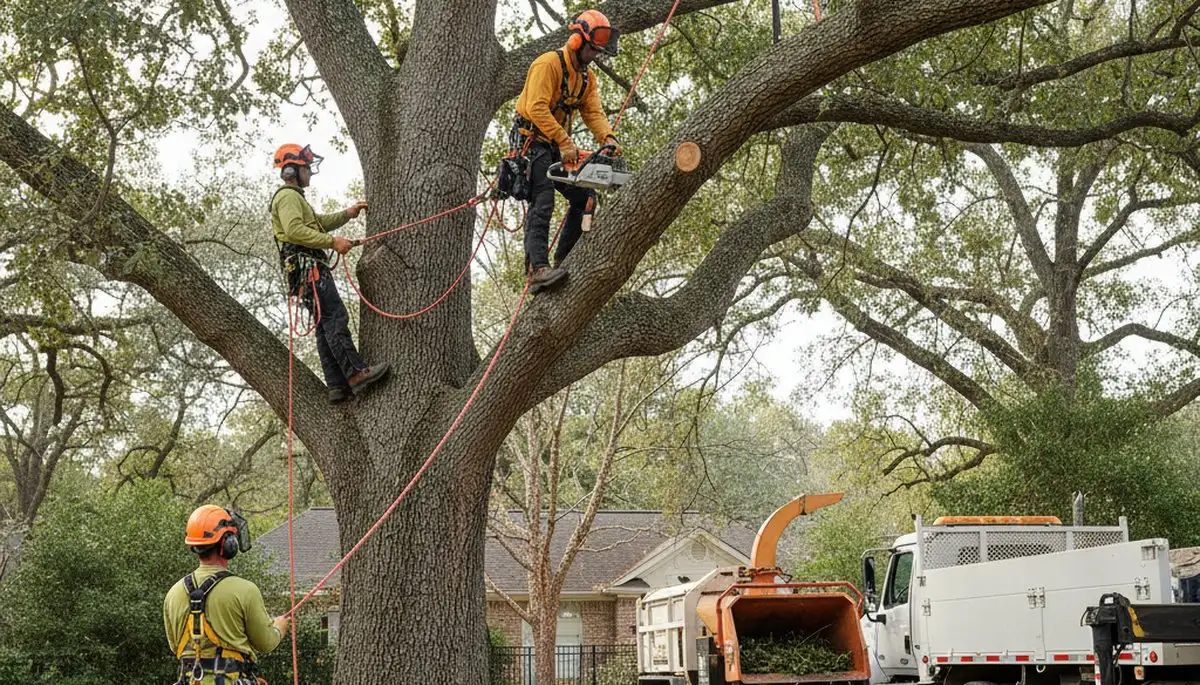 Phoenix tree removal crew safely removing a large tree on a residential property