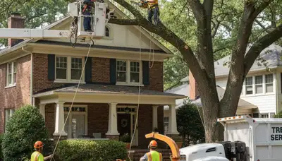 Tree service crew in Phoenix, AZ performing professional tree removal and trimming