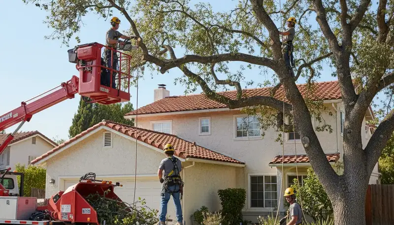 Tree service crew in Phoenix, AZ providing professional tree removal and trimming work
