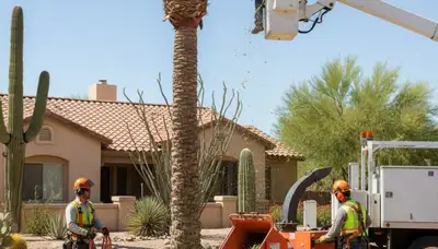 Tree service crew in Phoenix, AZ providing professional tree removal and trimming services