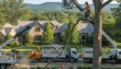 Tree service crew in Phoenix, AZ trimming and removing trees for safe, professional property care