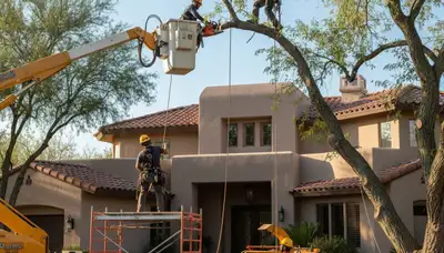 Tree service crew in Phoenix, AZ providing professional tree removal and trimming services