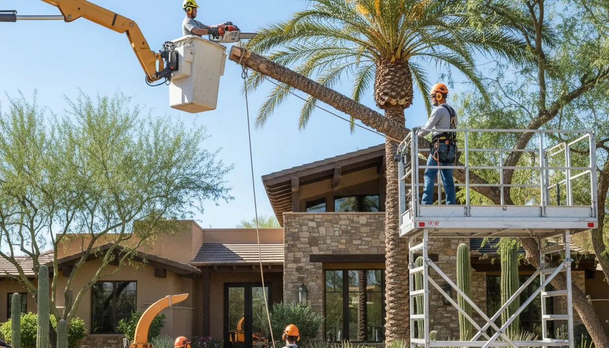 Tree service crew in Phoenix, AZ providing professional tree removal and trimming services