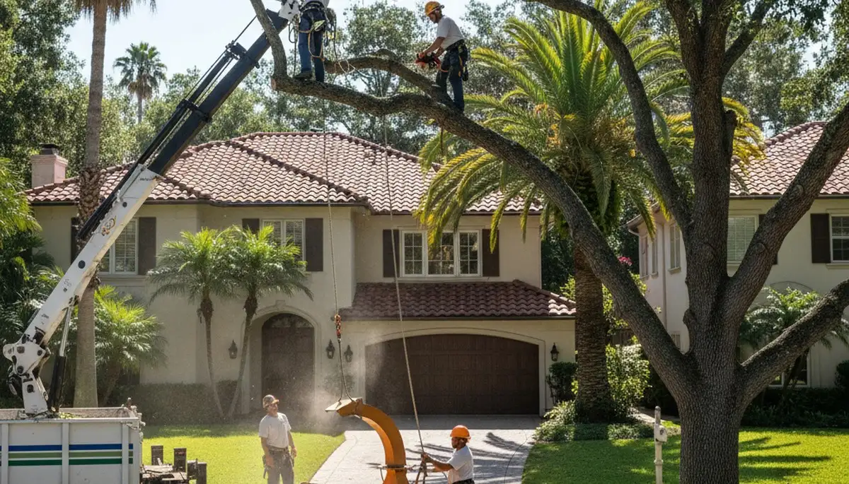 Tree service crew in Phoenix, AZ providing professional tree removal and trimming for homeowners