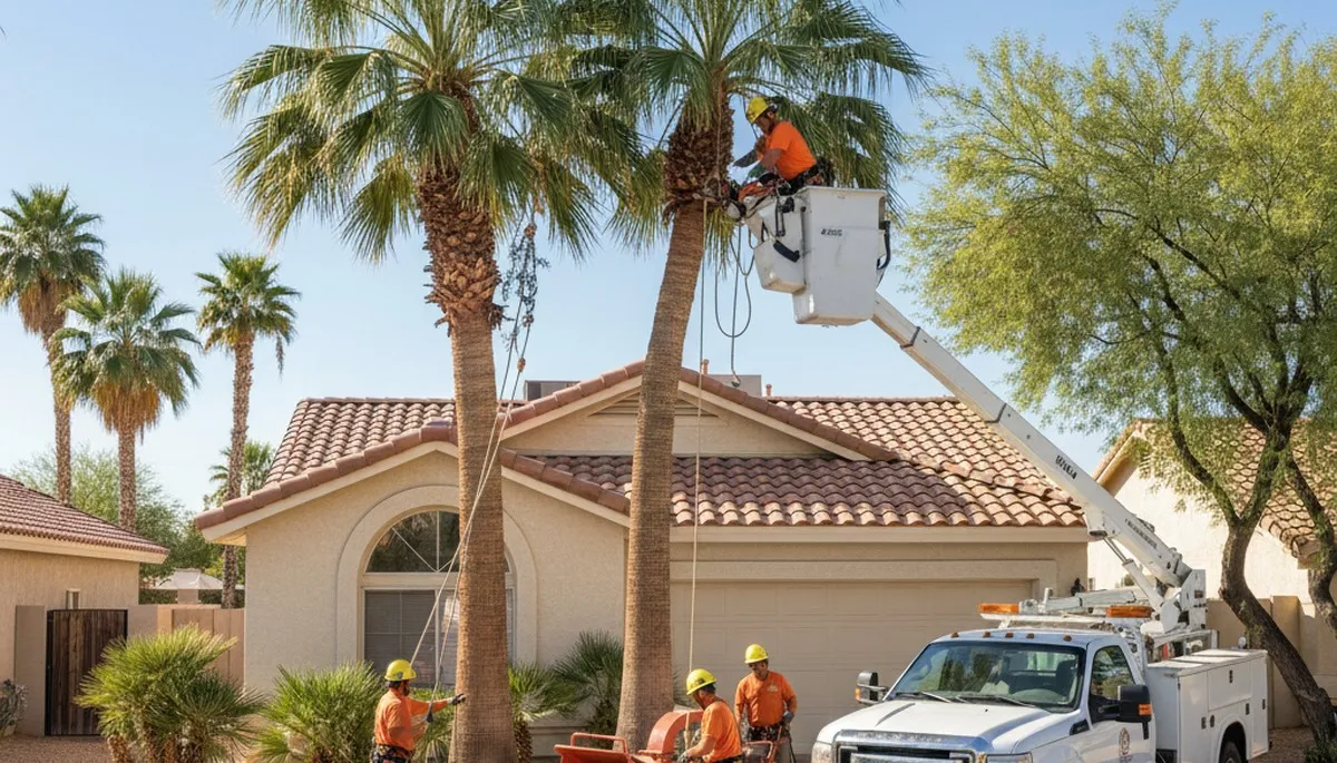 Tree service crew in Phoenix, AZ providing professional tree removal and trimming services