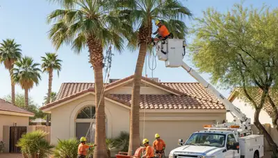 Tree service crew in Phoenix, AZ providing professional tree removal and trimming services