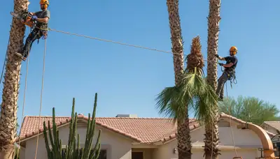 Tree service crew in Phoenix, AZ providing professional tree removal and trimming services