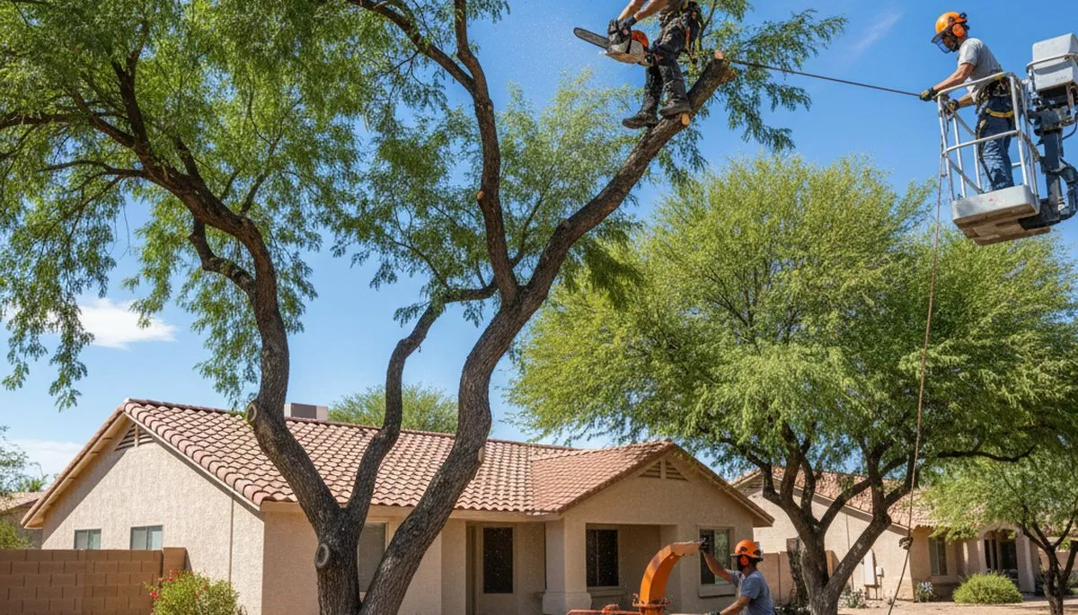 Phoenix, AZ tree service crew providing professional tree removal and trimming services