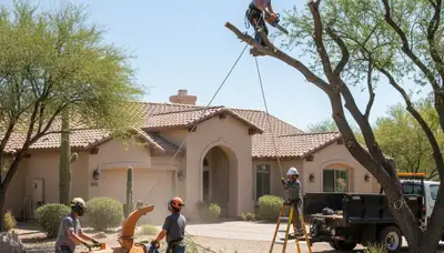 Phoenix, AZ tree service crew providing professional tree removal for a local property