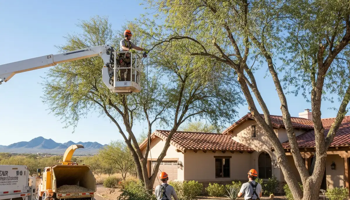 Phoenix, AZ tree service crew providing professional tree removal and trimming for homeowners