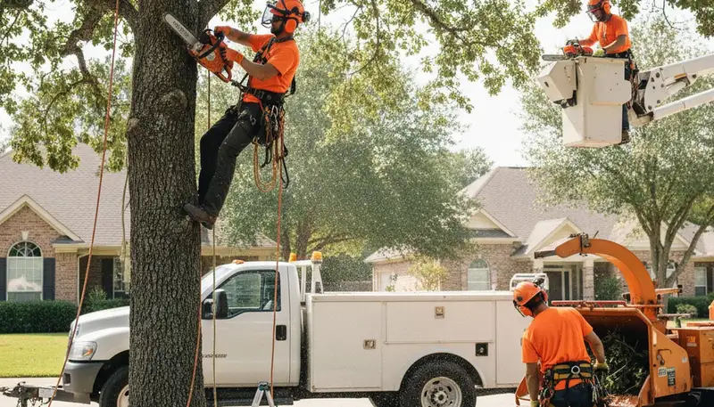 Phoenix, AZ arborist trimming a tree to shape the canopy and remove hazards